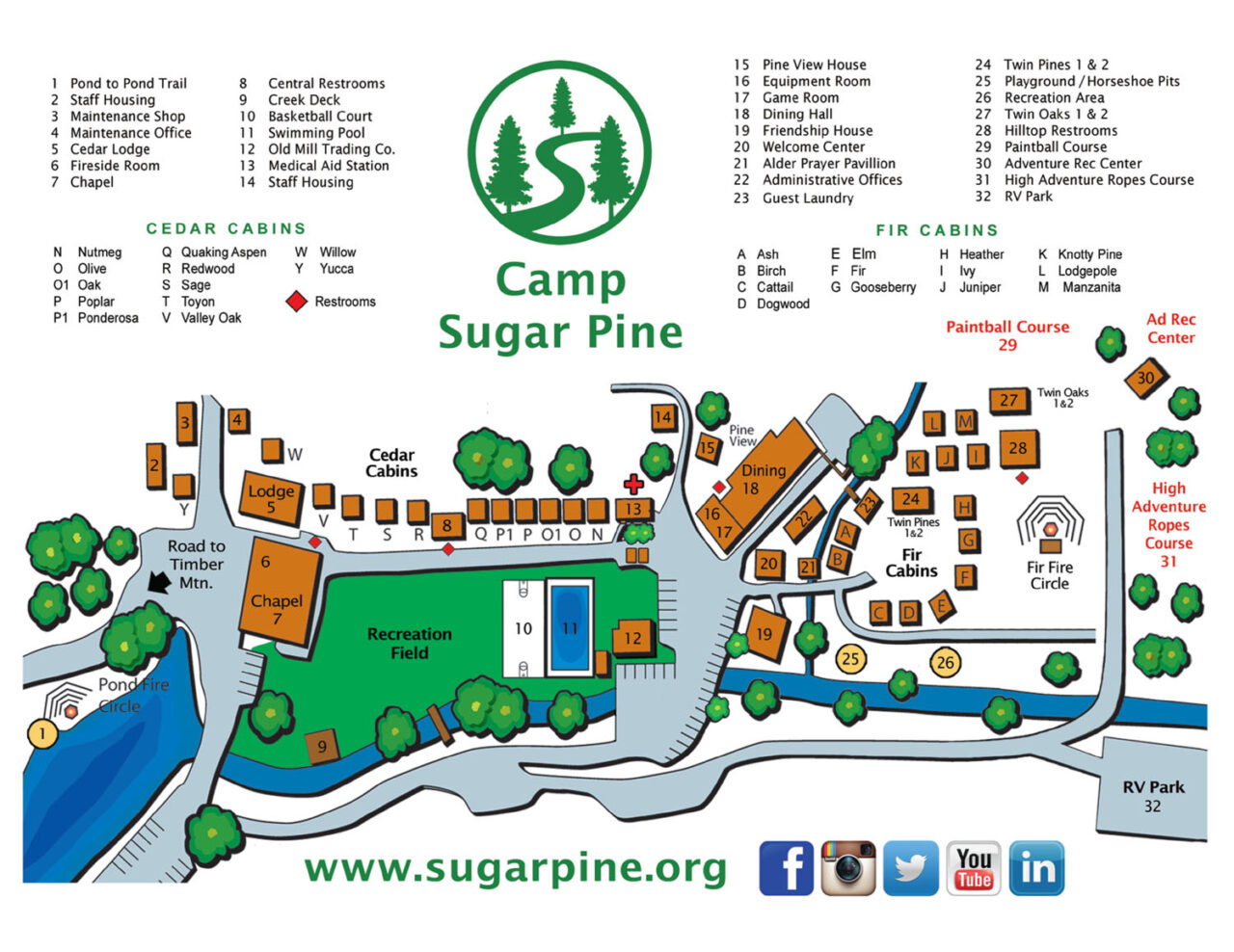 Maps and Directions Sugar Pine Christian Camps in Oakhurst, CA